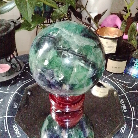 7.1 LB HUGE Druzy Statement Fluorite Crystal Ball Sphere Mineral & Many Rainbows - Picture 7 of 13